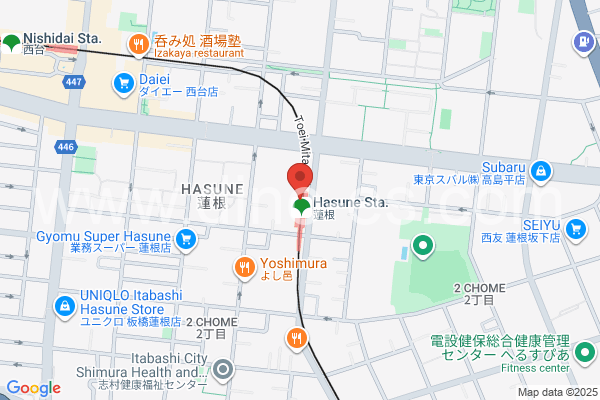 蓮根メンズエステの地図です。map of Hasune station where spa and massage salons are located