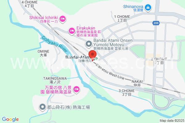 磐梯熱海メンズエステの地図です。map of Bandai-Atami station where spa and massage salons are located