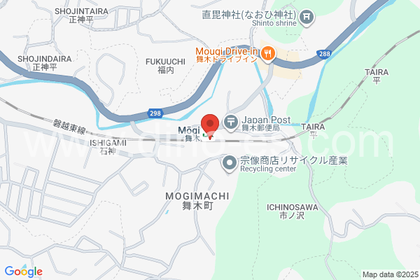 舞木メンズエステの地図です。map of Mōgi station where spa and massage salons are located