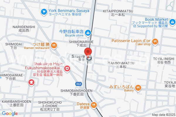 笹谷メンズエステの地図です。map of Sasaya station where spa and massage salons are located