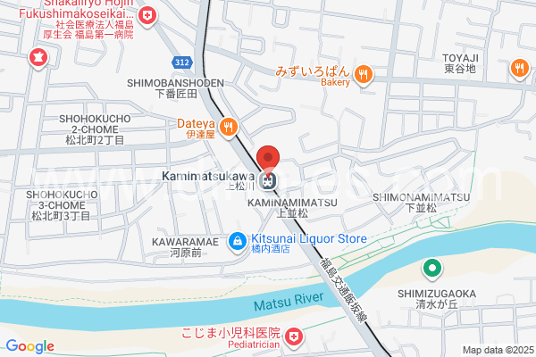 上松川メンズエステの地図です。map of Kami-Matsukawa station where spa and massage salons are located