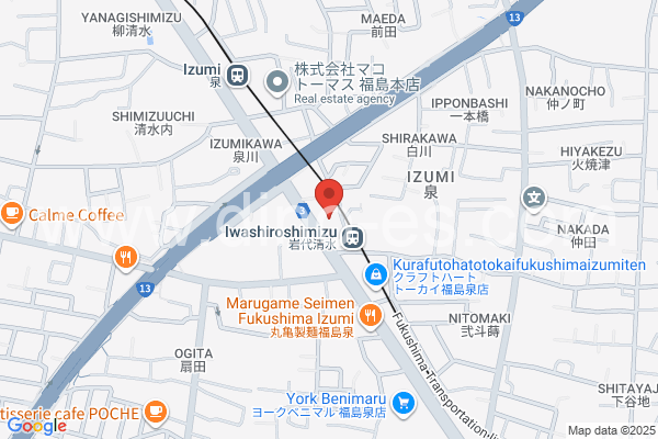 岩代清水メンズエステの地図です。map of Iwashiroshimizu station where spa and massage salons are located
