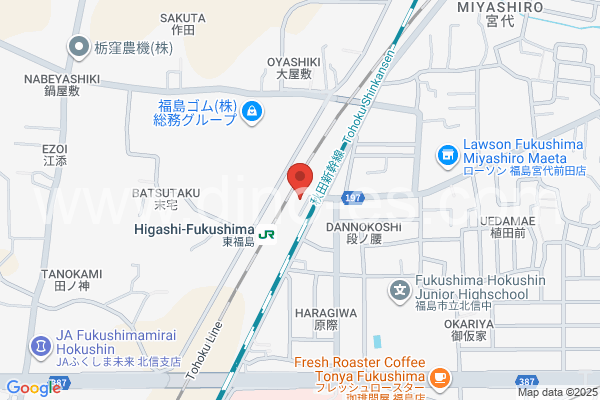 東福島メンズエステの地図です。map of Higashi-Fukushima station where spa and massage salons are located