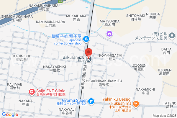 桜水メンズエステの地図です。map of Sakuramizu station where spa and massage salons are located