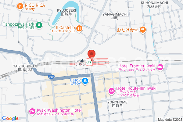 いわきメンズエステの地図です。map of Iwaki station where spa and massage salons are located