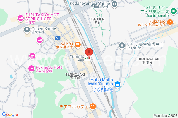 湯本メンズエステの地図です。map of Yumoto station where spa and massage salons are located