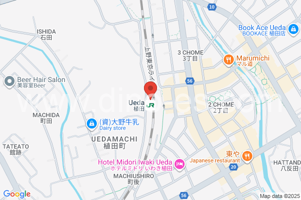 植田(福島)メンズエステの地図です。map of Ueda station where spa and massage salons are located