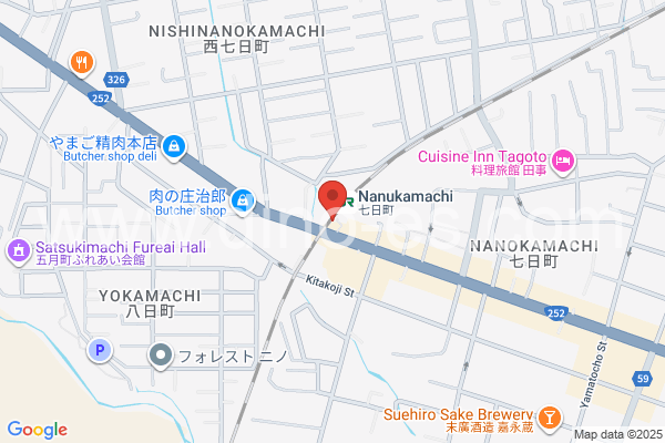 七日町メンズエステの地図です。map of Nanukamachi station where spa and massage salons are located