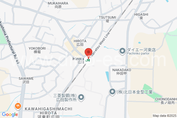 広田メンズエステの地図です。map of Hirota station where spa and massage salons are located