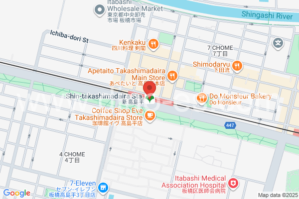 新高島平メンズエステの地図です。map of Shin-Takashimadaira station where spa and massage salons are located