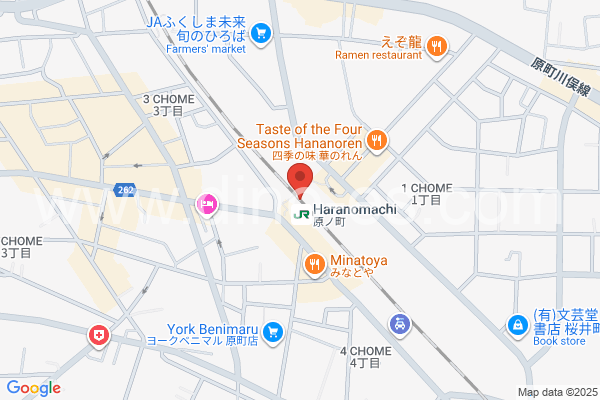 原ノ町メンズエステの地図です。map of Haranomachi station where spa and massage salons are located