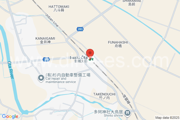 磐城太田メンズエステの地図です。map of Iwaki-Ōta station where spa and massage salons are located