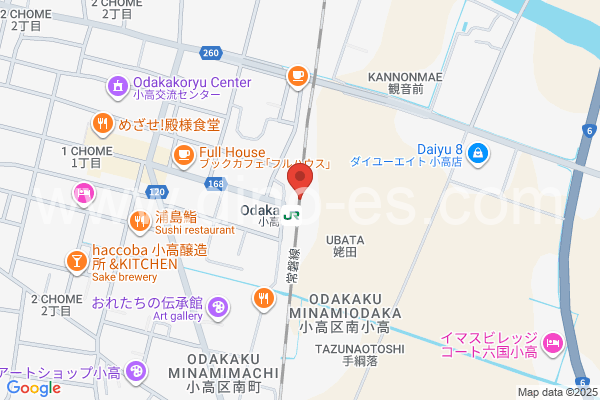 小高メンズエステの地図です。map of Odaka station where spa and massage salons are located