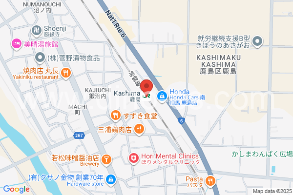 鹿島メンズエステの地図です。map of Kashima station where spa and massage salons are located