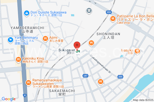 須賀川メンズエステの地図です。map of Sukagawa station where spa and massage salons are located