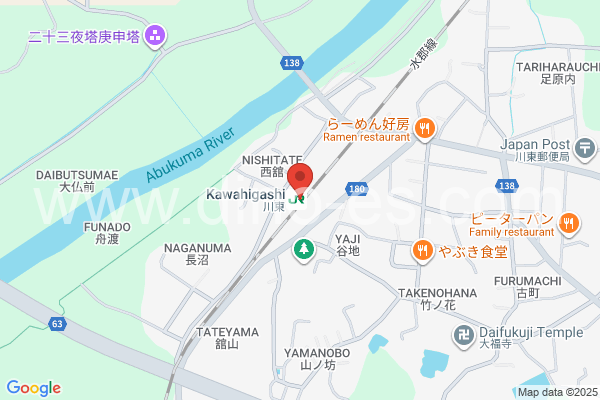 川東(福島)メンズエステの地図です。map of Kawahigashi station where spa and massage salons are located