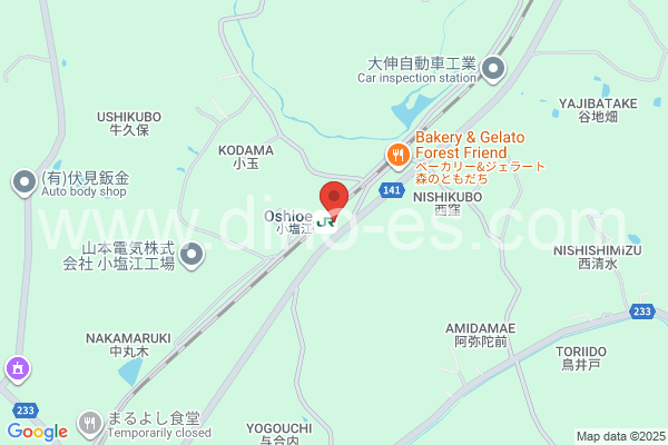 小塩江メンズエステの地図です。map of Oshioe station where spa and massage salons are located