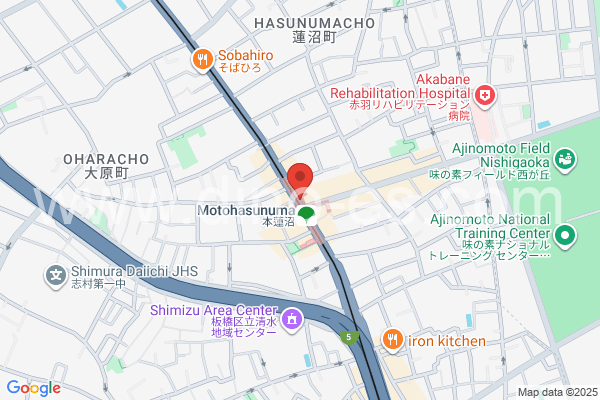 本蓮沼メンズエステの地図です。map of Moto-Hasunuma station where spa and massage salons are located