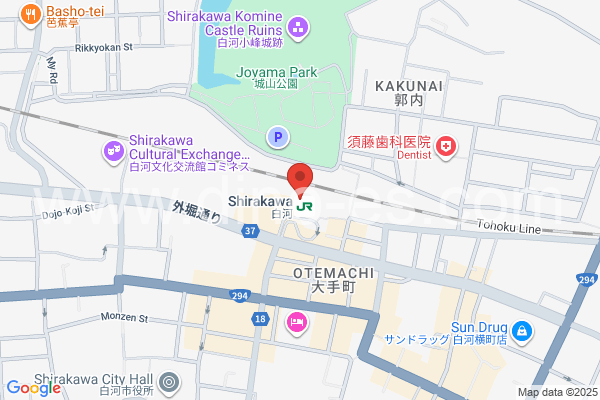 白河メンズエステの地図です。map of Shirakawa station where spa and massage salons are located