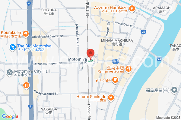 本宮(福島)メンズエステの地図です。map of Hongū station where spa and massage salons are located