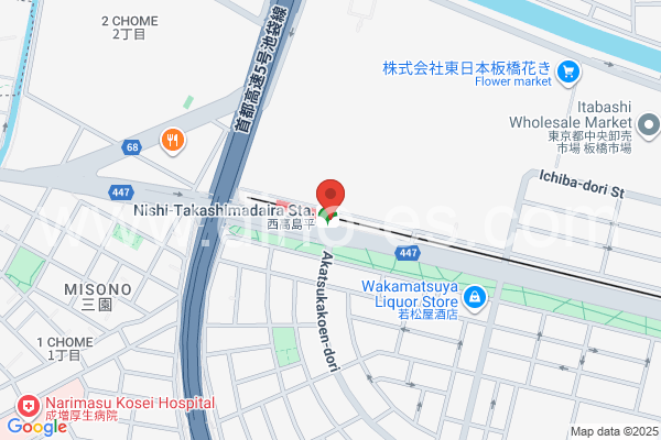 西高島平メンズエステの地図です。map of Nishi-Takashimadaira station where spa and massage salons are located