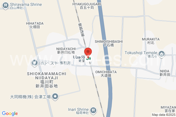 姥堂メンズエステの地図です。map of Ubadō station where spa and massage salons are located