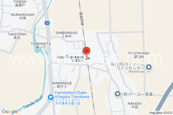 会津豊川メンズエステの地図です。map of Aizu-Toyokawa station where spa and massage salons are located