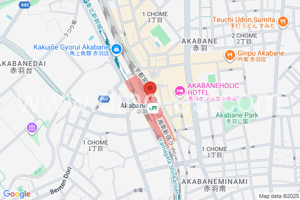 赤羽メンズエステの地図です。map of Akabane station where spa and massage salons are located