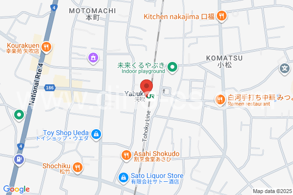 矢吹メンズエステの地図です。map of Yabuki station where spa and massage salons are located