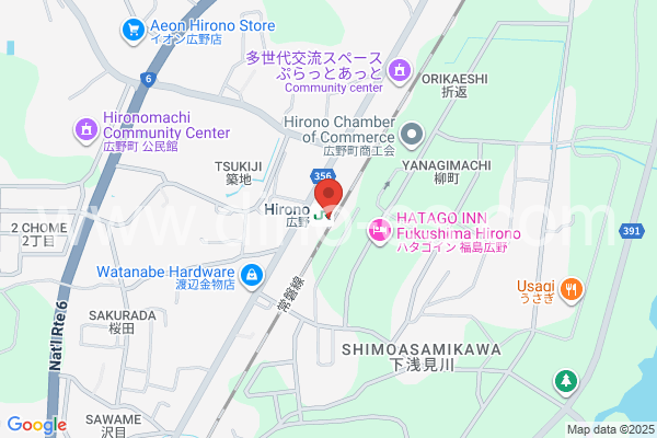 広野(福島)メンズエステの地図です。map of Hirono station where spa and massage salons are located