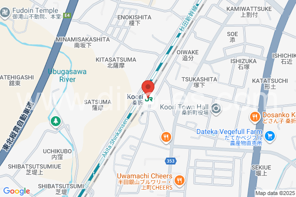 桑折メンズエステの地図です。map of Kōri station where spa and massage salons are located