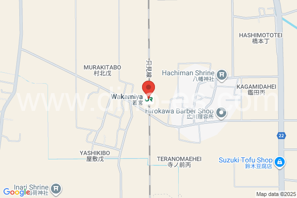 若宮メンズエステの地図です。map of Wakamiya station where spa and massage salons are located