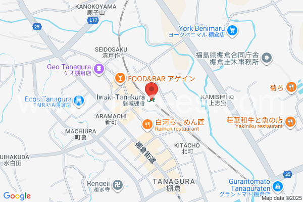 磐城棚倉メンズエステの地図です。map of Iwaki-Tanakura station where spa and massage salons are located