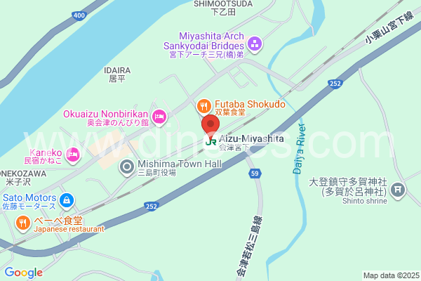 会津宮下メンズエステの地図です。map of Aizu-Miyashita station where spa and massage salons are located
