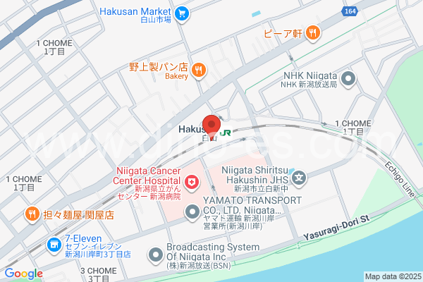 白山(新潟)メンズエステの地図です。map of Shirayama station where spa and massage salons are located
