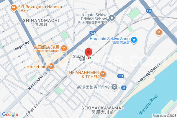 関屋(新潟)メンズエステの地図です。map of Sekiya station where spa and massage salons are located