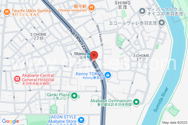 志茂メンズエステの地図です。map of Shimo station where spa and massage salons are located