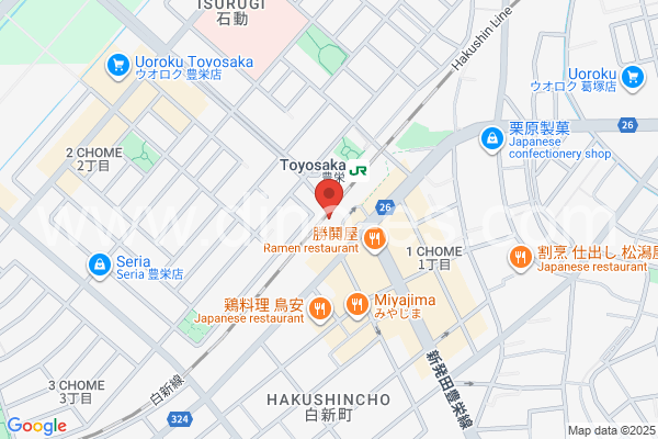 豊栄メンズエステの地図です。map of Toyosaka station where spa and massage salons are located