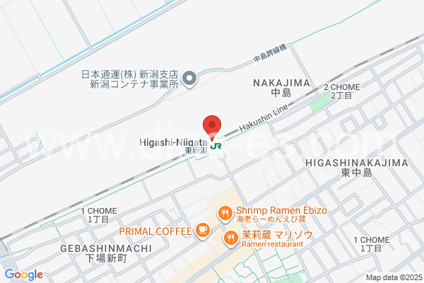 東新潟メンズエステの地図です。map of Higashi-Niigata station where spa and massage salons are located