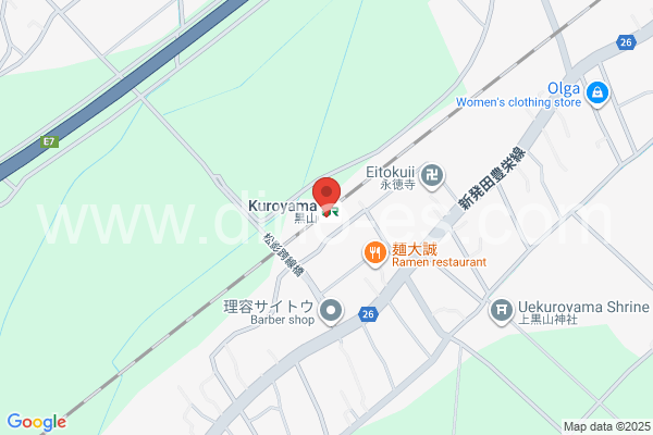 黒山メンズエステの地図です。map of Kuroyama station where spa and massage salons are located
