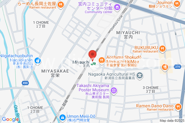 宮内(新潟)メンズエステの地図です。map of Miyauchi station where spa and massage salons are located