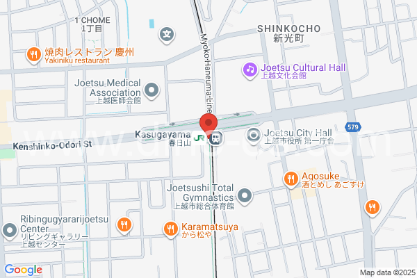 春日山メンズエステの地図です。map of Kasugayama station where spa and massage salons are located