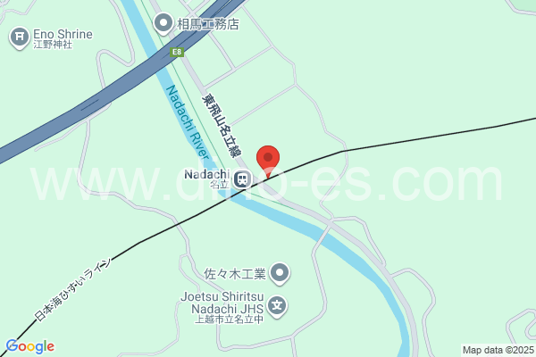名立メンズエステの地図です。map of Nadachi station where spa and massage salons are located