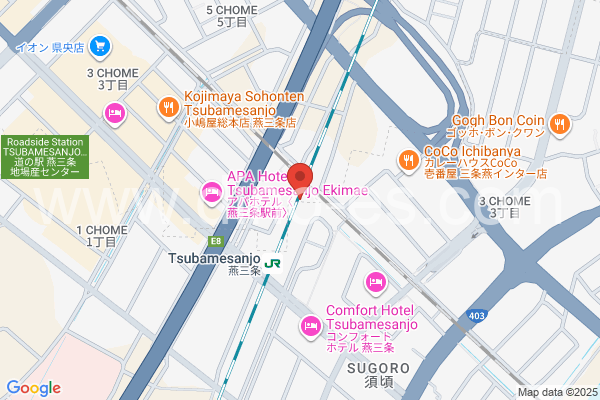 燕三条メンズエステの地図です。map of Tsubame-Sanjō station where spa and massage salons are located