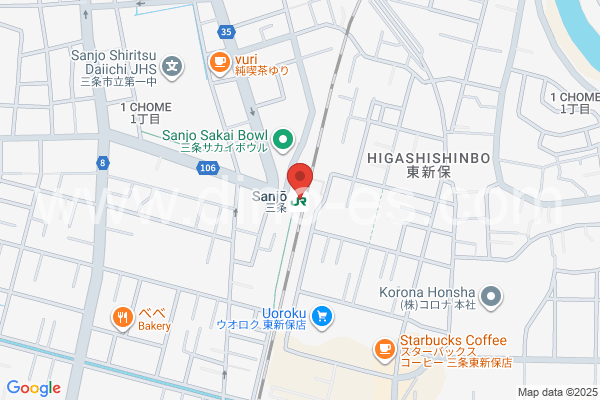 三条(新潟)メンズエステの地図です。map of Sanjō station where spa and massage salons are located