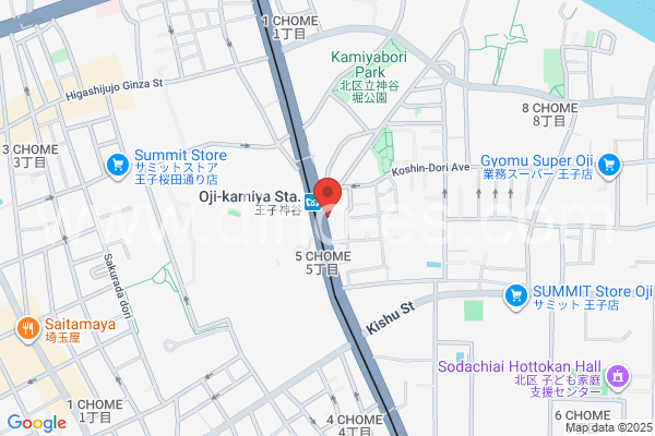 王子神谷メンズエステの地図です。map of Ōji-Kamiya station where spa and massage salons are located
