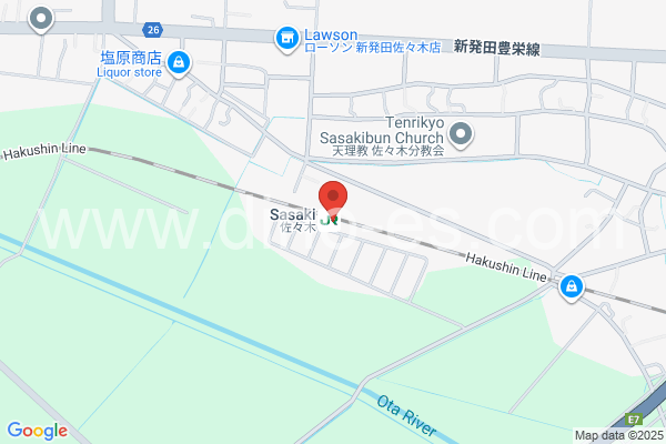 佐々木メンズエステの地図です。map of Sasaki station where spa and massage salons are located