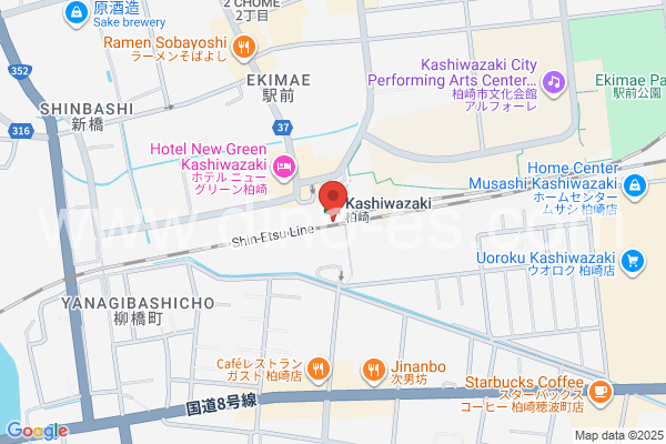柏崎メンズエステの地図です。map of Kashiwazaki station where spa and massage salons are located