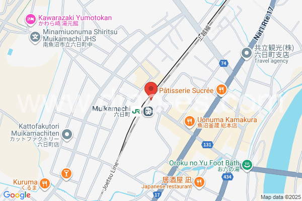 六日町メンズエステの地図です。map of Muikamachi station where spa and massage salons are located