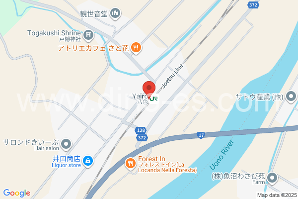 八色メンズエステの地図です。map of Yairo station where spa and massage salons are located